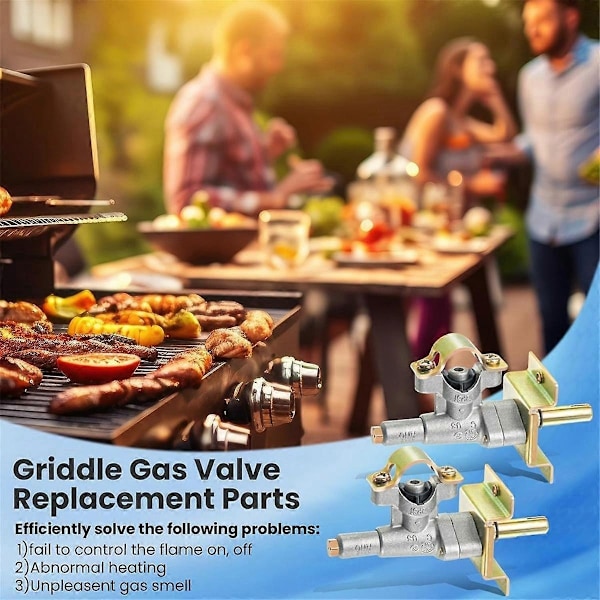 2-pak Griddle Brænder Kontrolventil til BBQ Griddle, Griddle Gasventil Dele Udskiftning - Perfekt