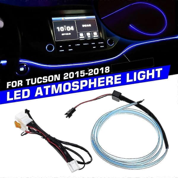 Hyundai Tucson 2015-2018 LED Dashbord Ambient Lys Blå Kompatibel med Midtkonsoll Trim-Perfet