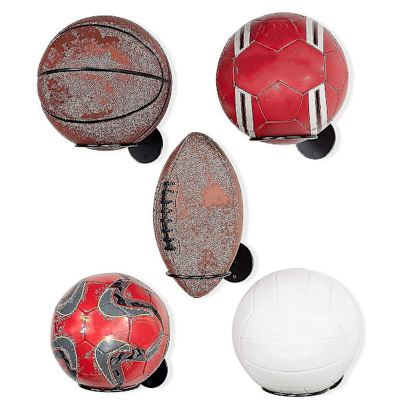 3 stk Veggmontert ball stativer Jern Basketball Oppbevaring Display Holder Fotball Rugby Hengende stativ Plassbesparende- Perfet Black 3pc