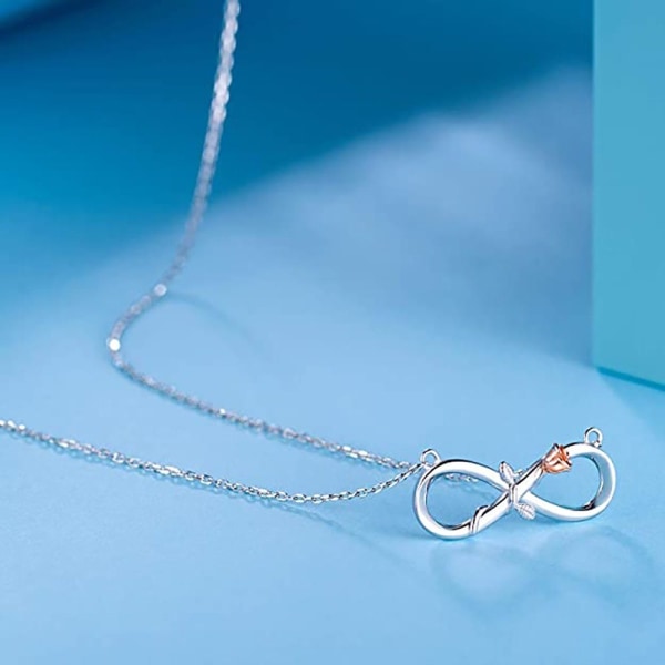 Infinity-halsband för kvinnor, 925 sterlingsilver roséguld, roséguldpläterat, solid - Perfet