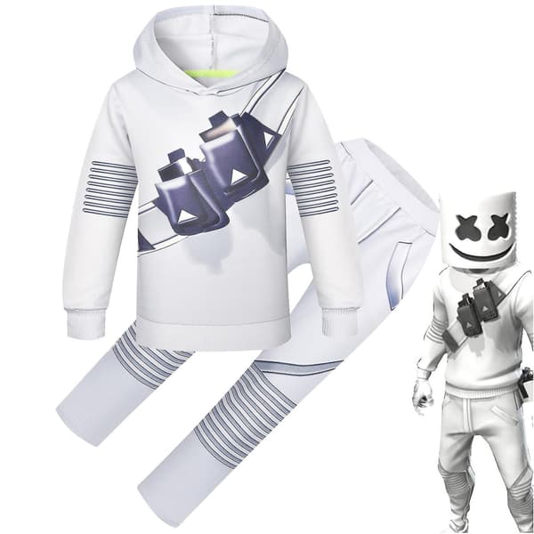 2023 - Marshmello Barnkläder Vit 3D-tryckt tröja Set Halloween Karneval Party Kostym R_a - Perfekt 130cm