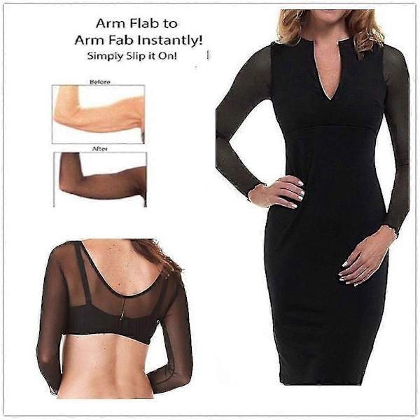 Sømløs Arm Shaper Kort Cropped Navle Mesh Cardigan Plus Size Arm Shaper-Perfet Black L