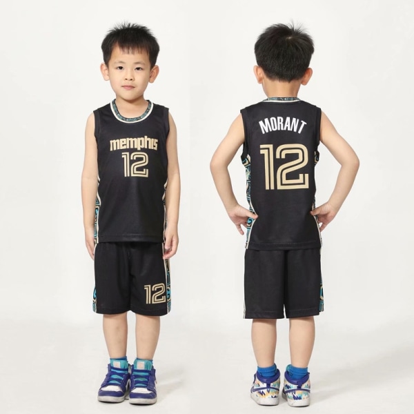 Memphis Grizzlies #12 Ja Morant Basketball Jersey Kit Kids Teens V - Perfet 16# (140-150CM)