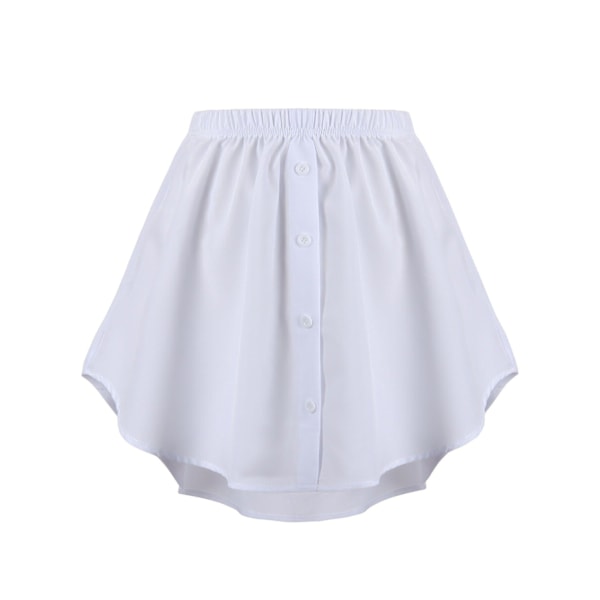 Naisten Paita-Pidennin Säädettävä Kerroksittainen Teko-Yläosa Hemin Paita Puoli Pitkä Minihame (Monivärinen, XL) - Perfet White L