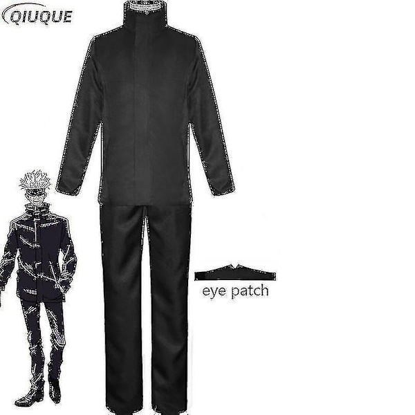 2023 - Anime Jujutsu Kaisen Gojo Satoru Cosplay-asu - Yläosa, Housut, Silmälappu, Halloween-juhliin, Miesten Uniformu, Peruukki - 1-1-Täydellinen Black Package 1 S