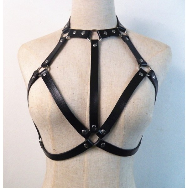 Dame BH Strap Bodysuit Læder Suspender Bælte - Perfet