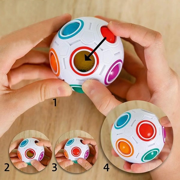 2 regnbueballer, Rubiks kube, 3D puslespillball, pedagogisk leke - Perfet