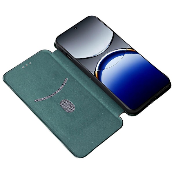 til Oppo Find X8 Pro 5G Etui Kulfibertekstur Stødsikkert PU Læder Telefoncover - Grøn-Perfet Green
