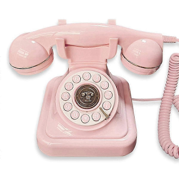 Audio Gästbok Telefon Retro Roterande Stil Antik Audio Gästbok Telefon Meddelande Röstinspelare Vintage Telefon Blå-Perfet Pink