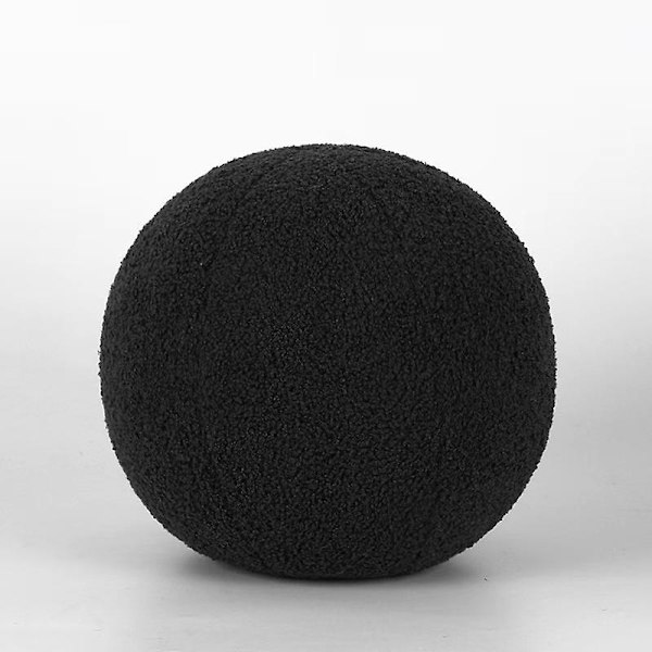 Plush Pyöreä Villapehmuste Pohjoismainen Pallomainen Yksivärinen Täytetty Pehmeä Tyyny Sovalle Toimistolle Vyötärön Lepopaikalle Heittotyyny-Perfet Black 30cm