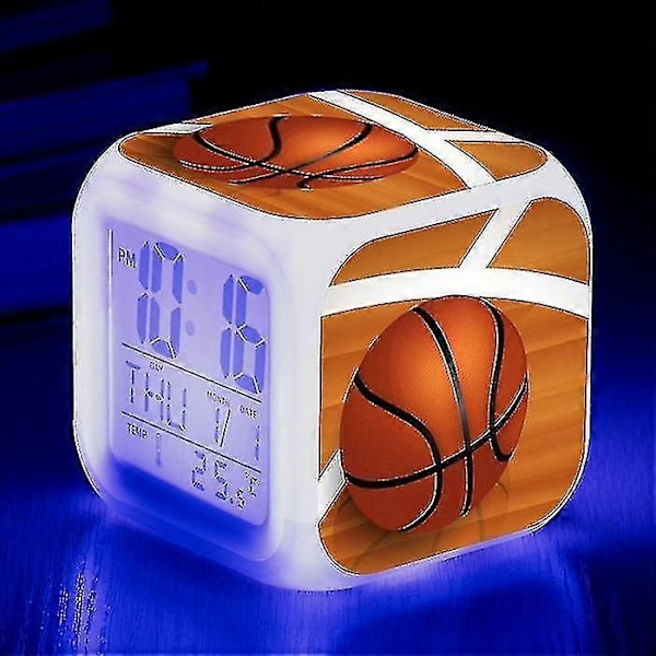 Basketbollväckarklocka 7 Färgförändring Multifunktionell Noctilucence Elektronisk Klocka Barn Väckarklocka för Tw-Perfet Chocolate