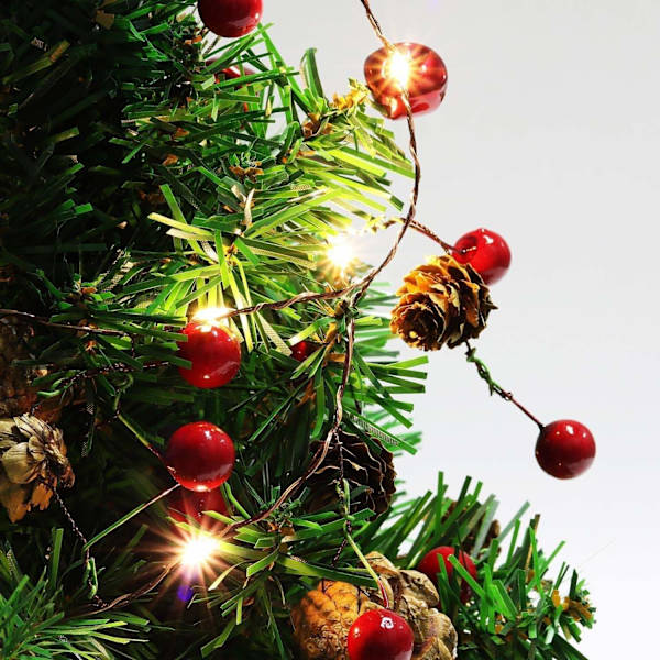 Christmas Pine Cones String Lights Garland Lights 6.5FT 20LEDs, Garland Wreath LED Fairy Lights med röd bärklocka för - Perfet