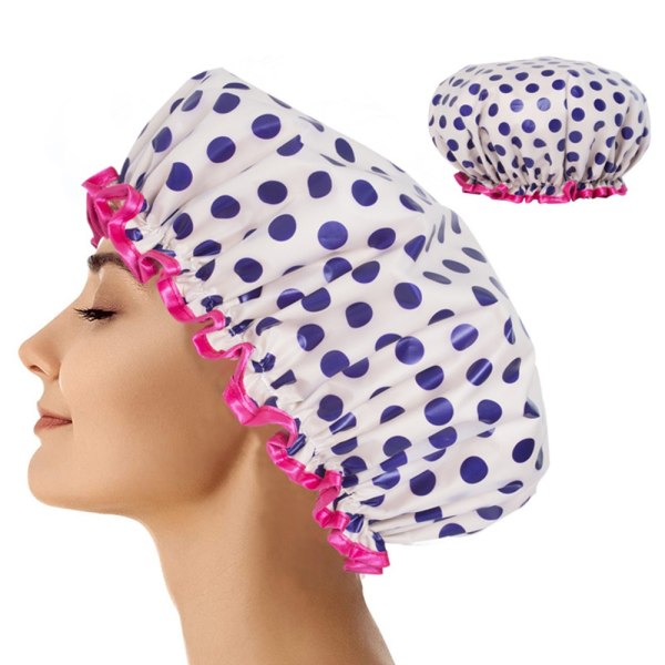 Kvinner Beauty Hut Dusj Caps Head Wrap Cover Hårhette - Perfet Purple Dots