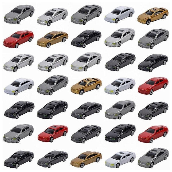 50 stk. 1:87 HO Scale Modelbil Malede Bilmodeller HO/TT Scale Jernbanemodellering Making Mat-Perfet