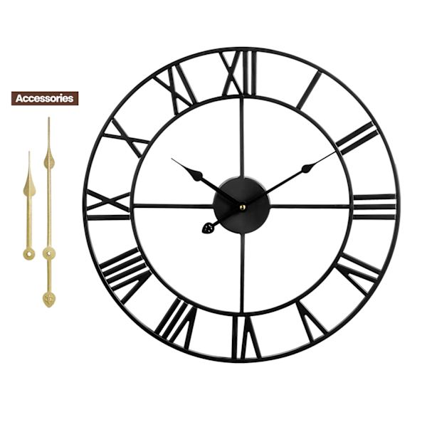 Stort vægur, metal retro romertal ur, moderne runde lydløse vægure, let at læse til stue/hjem/køkken/kontor/sølv-perfet Silver 16 tum