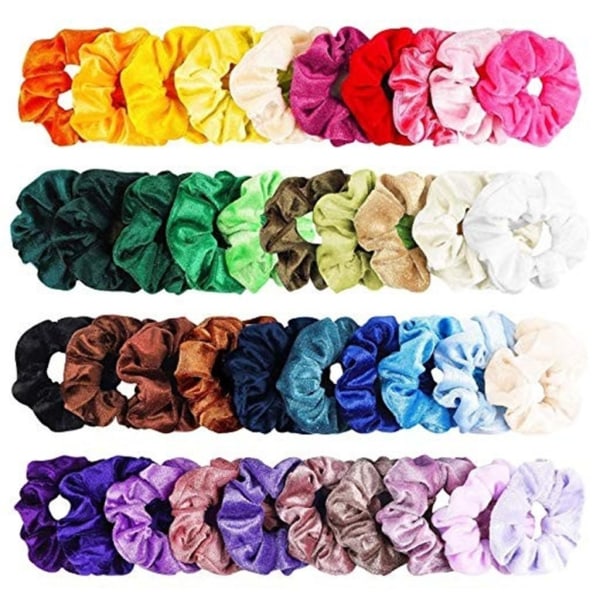 36 stk Fløjlshår Scrunchies, hårbånd, hårbånd, Hårbånd - Perfet multicolor