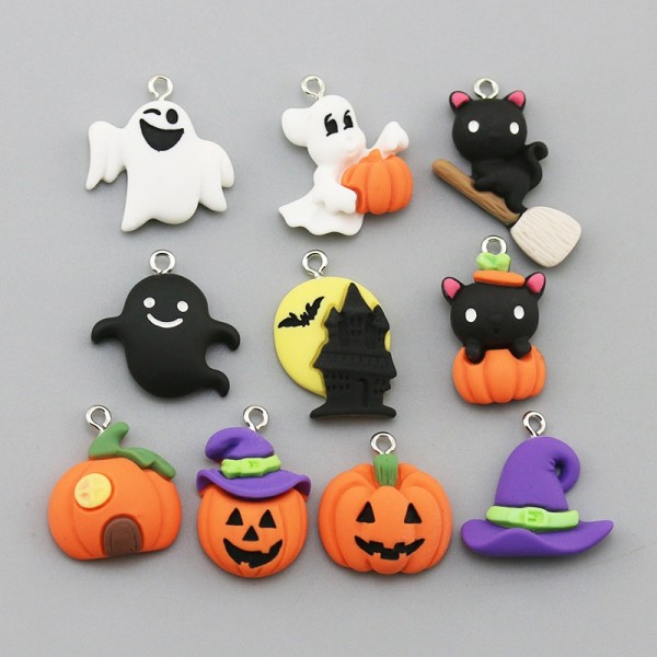 10 stk Pumpkin Halloween Set Resin Charms Pendant DIY Jewelry M - Perfet