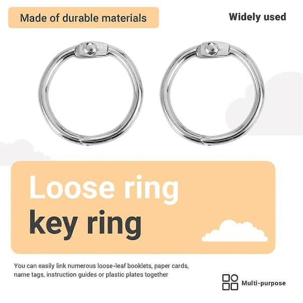 100 stk. 25 mm løse bladbinderinge nøgleringe bogringe binderinge kompatible med scrapbog/album/håndværk - Perfekt 19Mm