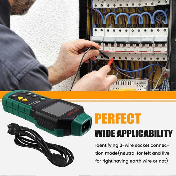 MS5908C LCD Strømbryteranalysator RCD Tester EU-plugg-Perfekt