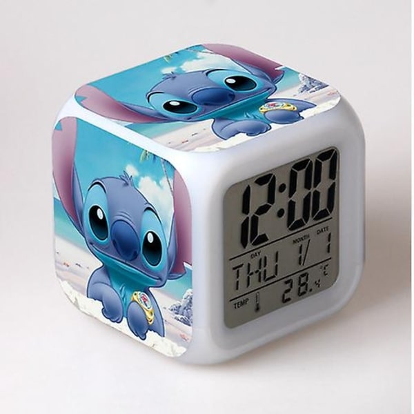 Stitch Anime LED Digital Väckarklocka för Flickor - Söt Storlek, 8cm, 3 tum, 7 Färgbyten, Temperatur, Perfekt för Flickors Sovrum(13)-Perfekt 57