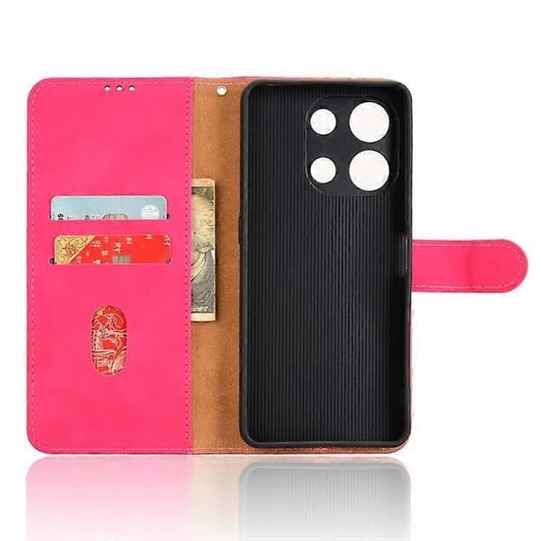 för Umidigi Note 100 Läderfodral Hudkänsla Anti-Fall Plånbok Flip Telefonfodral - Perfekt Pink