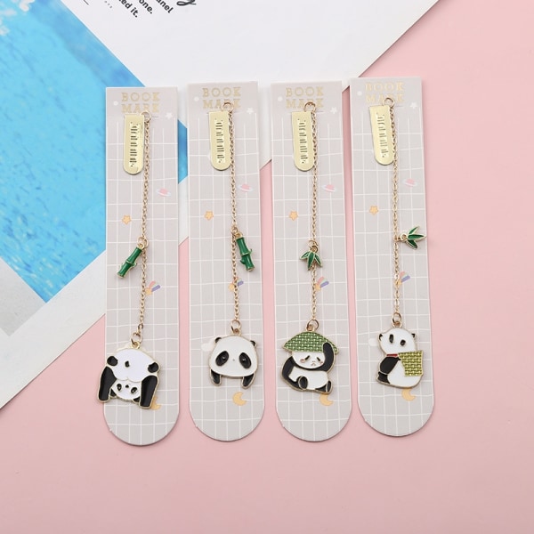 Bookmarks Söt pandaformat metallbokmärke Paket med 4 - Perfet