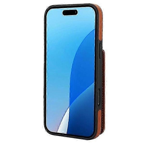 Kompatibel med iPhone 16 Pro Max Cover Kortholder Støtteben PU+TPU Telefon Cover med Skulderrem - Perfekt Brown