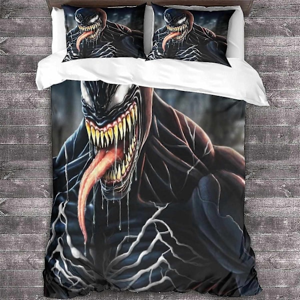 Venom Täcke Set, Venom Sängkläder Set med Täcke och Kuddfodral med Blixtlås, för Vuxna och Barn Dubbel 135*200 CM-Perfekt Single135x200cm