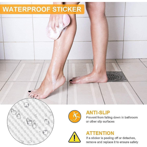 36 bitar Anti-slip Strip Stickers, Anti-slip Grip Säkerhetstejp för badkar dusch (20mm*200mm) - Perfet transparent