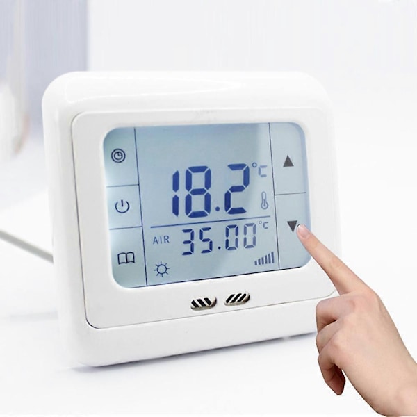 Elektrisk Värmetermostat 0-99 () 16000 (mA) Touch LCD-skärm Golvvärmetermostatkontroller 16A Elektrisk Värmefilm Värmekabel - Perfekt
