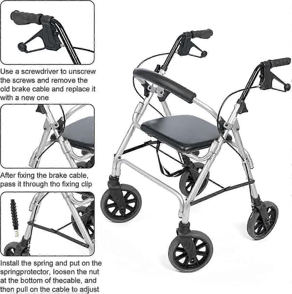 14 stk. Bremsvaier Erstatningsdeler for Rollator, Gåstol Deler Rollator Bremsvaier - Perfekt