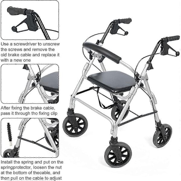 14 stk. Rollator Bremsekabel Udskiftningsdele, Walker Dele Rollator Bremsekabel - Perfekt