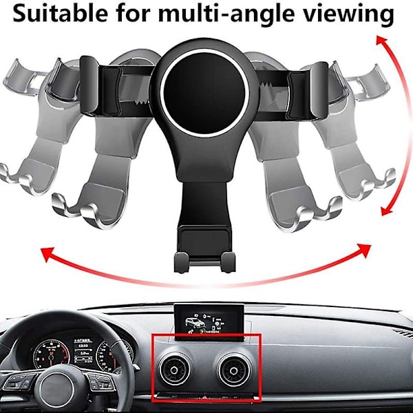 Til A3 8v S3 2014-2019 Mobiltelefonholder Mobilholder Bilholder Tilbehør Sort - Perfet