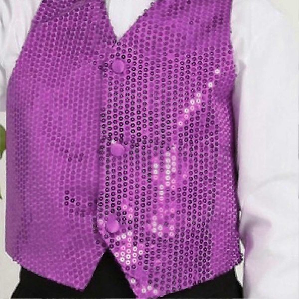 Festvest med Glimmer Unisex Farverige Børn Ærmeløs Sequin Vest - Perfekt White XL