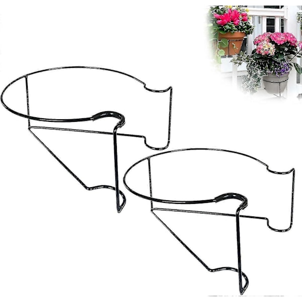 Flydende Have Rækværk Plantekasse Hylde, Metalfælder til Blomsterpotter på Lodret Rækværkshegn, Altan Trappe Plantestativ - Perfekt 2pcs