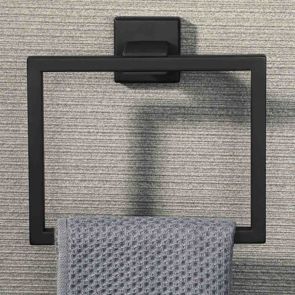 Håndklædering, håndklædeholder til vægmontering, moderne firkantet design, SUS304 rustfrit stål mat sort - Perfekt