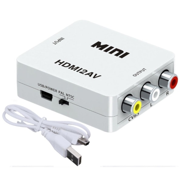 HDMI till AV/RCA signalomvandlare 1080p - Perfet Vit