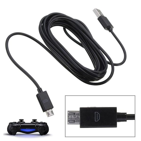 2-pack Playstation 4 / PS4 Laddningskabel För kontroller 3m, 3meter - Perfet black