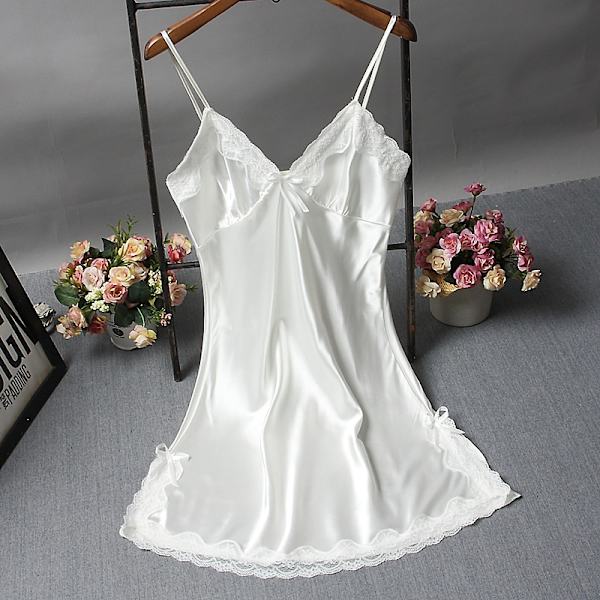 Bowknot Transparent Sexig Underkläder Spets Tyll Hål hängslen Vit- Perfet White XL