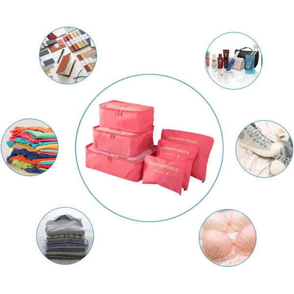 6-pack resväska Organizer Resekläder påsar (vattenmelonröd) - Perfet watermlelon red