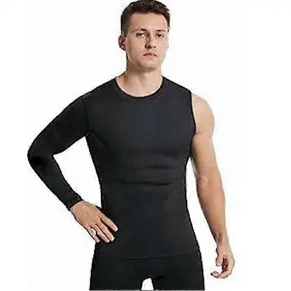 Kompresjonsskjorte for menn, én erme, én arm, sportstights Left-black 55-65kg