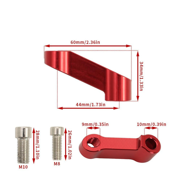 Motorsykkel speilmontert Riser Extender Adapter, 10mm 8mm Rearview Accessories - Perfet