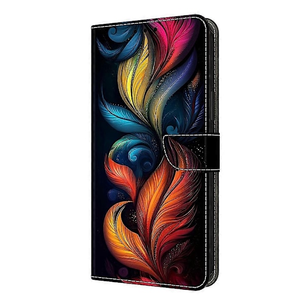 Kompatibelt med Samsung Galaxy A56 5G Läderfodral Mönstertryck Plånboksställ Flip Telefonfodral - Perfet Colorful Feathers