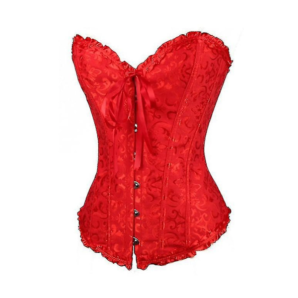 Tube Top Jacquard Gotisk Palads Korset Vest Shapewear Korset-Perfet Red XXXL