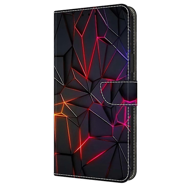 Kompatibel med iPhone 16 Cover Mønster Printet Beskyttelsescover TPU+PU Læder Flip Telefon Cover - Blå Revner - Perfekt Red Cracks