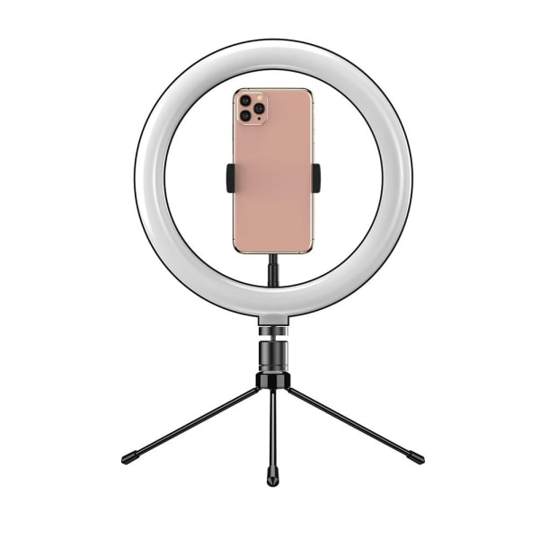 TikTok LED Selfie Lampe 26 cm med Stand - - Perfet Black Svart
