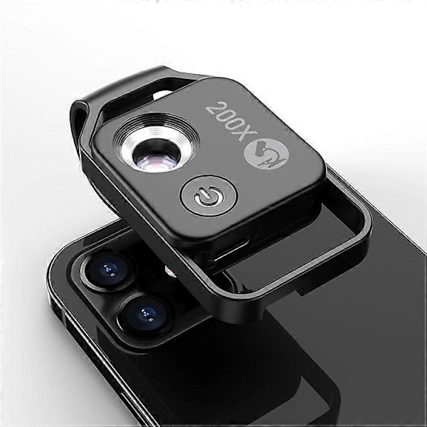 APEXEL APL-MS002CWH 200X Mobiltelefon HD CPL Makro Linse Mikroskop med LED Lys-Perfekt Black