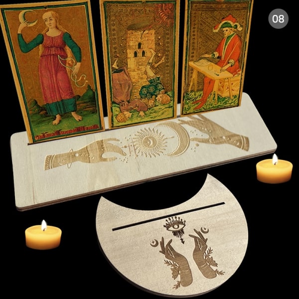 2/4kpl Puinen Tarot-korttiteline noitaennustustyökaluille Displ - Perfet Gold 8