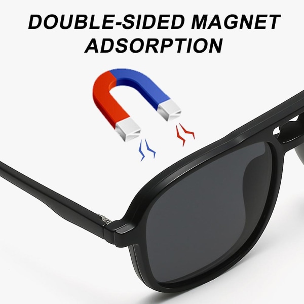 Magnetiske 5 stk polariserte solbriller med clip-on plastramme for nattkjøring - Perfet