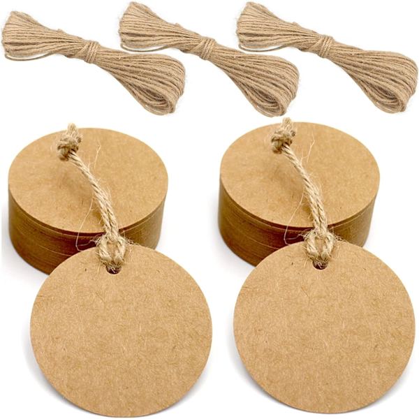 200 stk Kraftetiketter, gavelapper, 6x6cm Kraftetiketter - Blanke etiketter for W